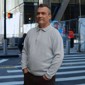 Mens Light Blue Cashmere Blend Pullover Collared Sweater